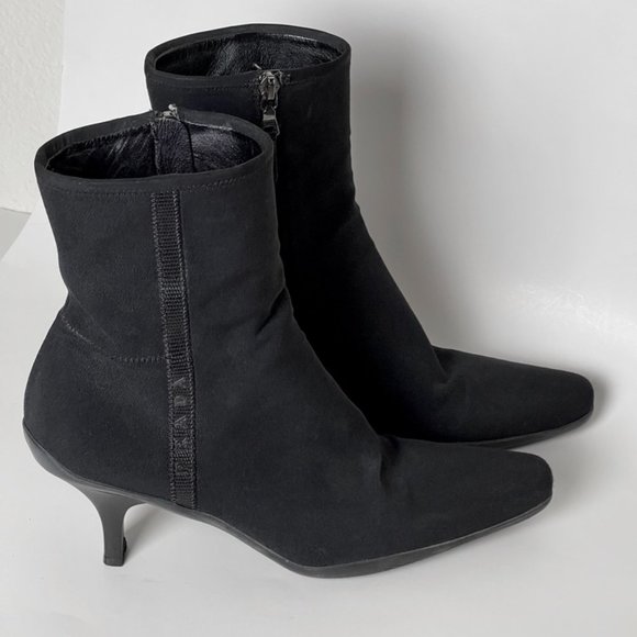 Prada | Sport Black Nylon Kitten Heel Boots - Picture 2 of 11